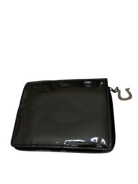 PAUL SMITH - BLACK PATENT LEATHER COMPACT BIFOLD ZIP WALLET